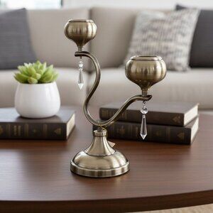 GOLD 2-ARM CANDLE HOLDER